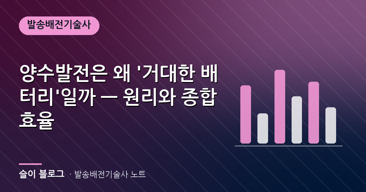 양수발전은 왜 '거대한 배터리'일까 — 원리와 종합효율